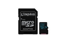 Kingston 64 GB Micro SDXC Canvas Go! C10 90R 45W + SD adapter