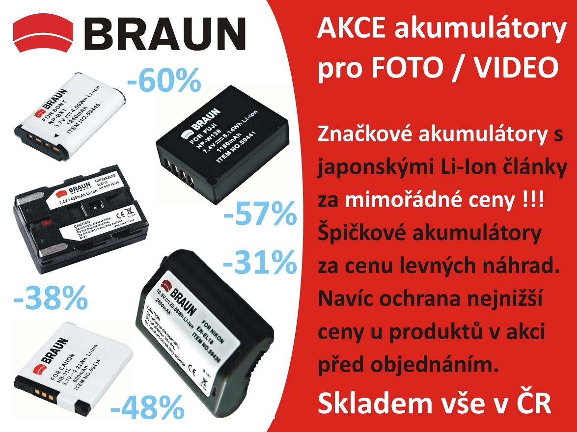 Akce Braun akumulátory FOTO-VIDEO