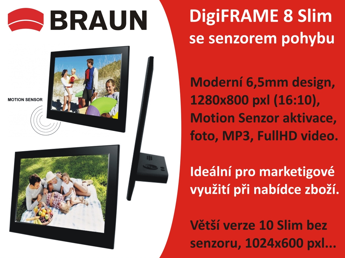 Digitální fotorámečky Slim se senzorem pohybu